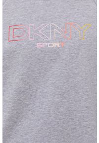 DKNY - Dkny Bluza damska kolor szary z nadrukiem. Kolor: szary. Długość rękawa: raglanowy rękaw. Wzór: nadruk #5