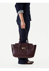 Calvin Klein Torebka Hardware Flap Tote Bag LV04F3145G Bordowy. Kolor: czerwony. Materiał: skórzane #5