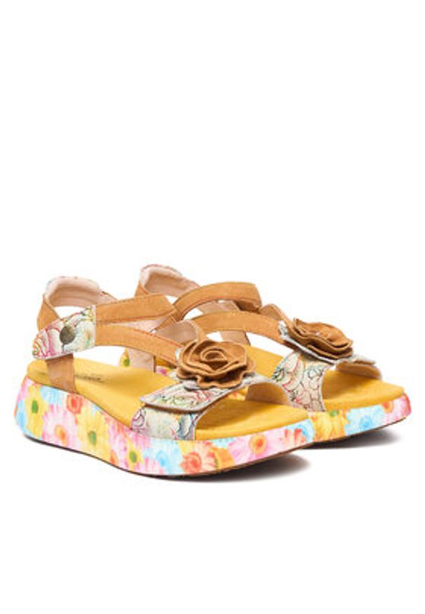 Laura Vita Sandały Nikito 01 Żółty. Kolor: żółty. Materiał: skóra