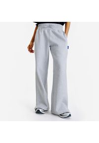 Decathlon - Spodnie dresowe damskie Elementals krój prosty. Kolor: szary. Materiał: poliester, bawełna, materiał #1