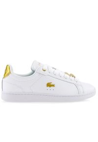 Buty Lacoste Carnaby Pro 745SFA0055-216 - białe. Okazja: na co dzień. Zapięcie: sznurówki. Kolor: biały. Materiał: guma, skóra. Szerokość cholewki: normalna. Wzór: aplikacja #1