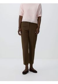 Reserved - Spodnie w kant - brązowy. Kolor: brązowy. Materiał: tkanina, wiskoza