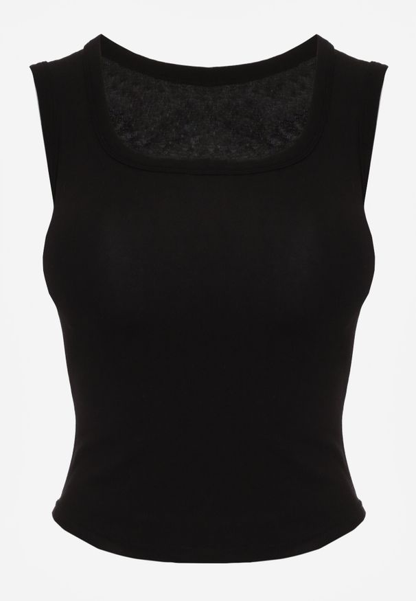 Born2be - Czarny Dopasowany Top Bez Rękawów z Wiskozy z Kwadratowym Dekoltem Madu. Okazja: na spacer. Typ kołnierza: dekolt kwadratowy. Kolor: czarny. Materiał: wiskoza. Długość rękawa: bez rękawów. Sezon: lato. Styl: elegancki, klasyczny