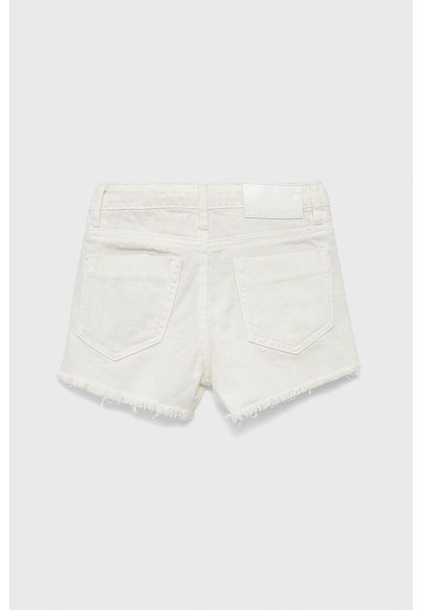 Desigual szorty jeansowe dziecięce kolor biały gładkie regulowana talia. Okazja: na co dzień. Kolor: biały. Materiał: jeans. Wzór: gładki. Styl: casual