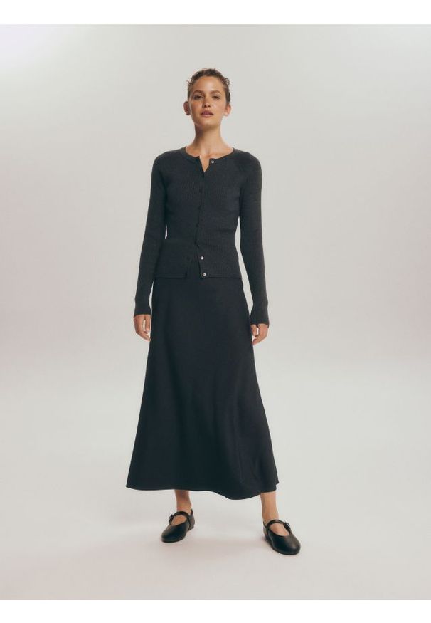 Reserved - Spódnica maxi - ciemnoszary. Kolor: szary. Materiał: wiskoza, tkanina