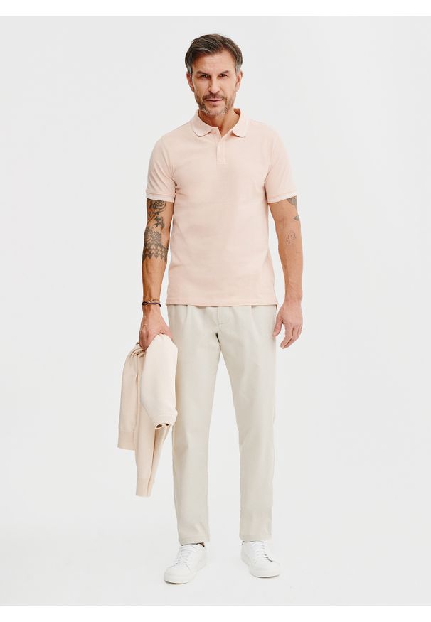 Pako Lorente - PAKO LORENTE – T-shirt polo w kolorze różowym. Okazja: na co dzień. Typ kołnierza: polo. Kolor: szary, różowy, pomarańczowy. Materiał: bawełna. Styl: casual