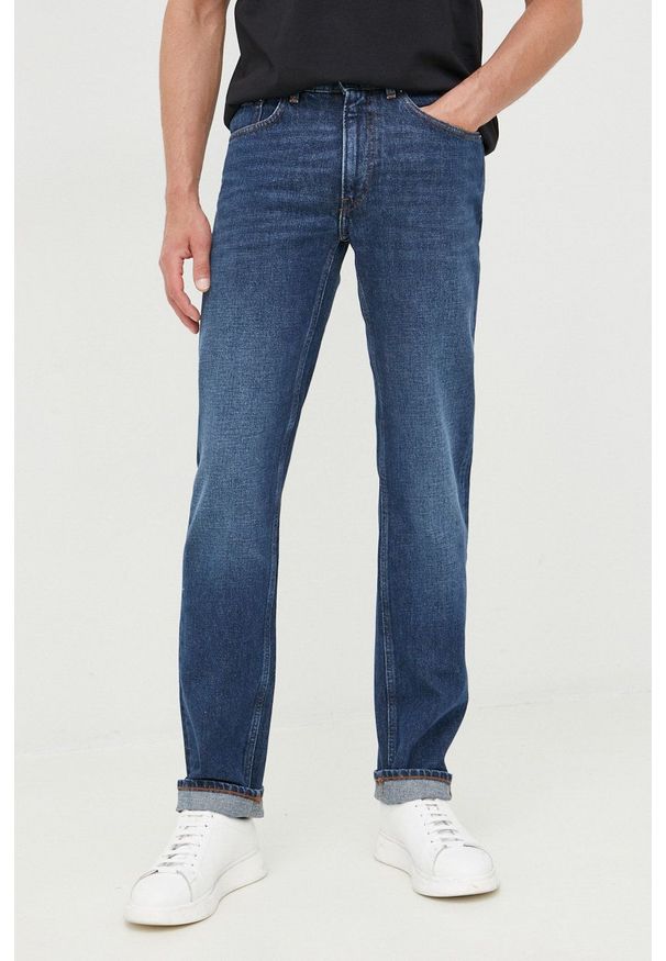 Trussardi Jeans - Trussardi jeansy męskie. Kolor: niebieski