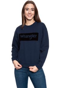 Wrangler - BLUZA WRANGLER HIGH RIB RETRO SWEAT NAVY W6N0HA114. Kolor: niebieski. Styl: retro