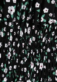 Renee - Czarna Bawełniana Sukienka Midi Hiszpanka z Gumką w Pasie Dnise. Typ kołnierza: dekolt hiszpanka. Kolor: czarny. Materiał: bawełna. Długość: midi #8