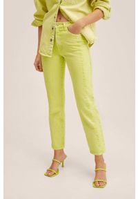 mango - Mango jeansy Aneka damskie high waist. Stan: podwyższony. Kolor: żółty