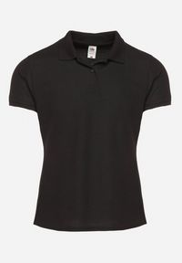 Born2be - Czarny T-shirt Polo z Bawełną Fodelira. Okazja: na co dzień. Typ kołnierza: polo. Kolor: czarny. Materiał: bawełna. Styl: klasyczny, elegancki, casual #5