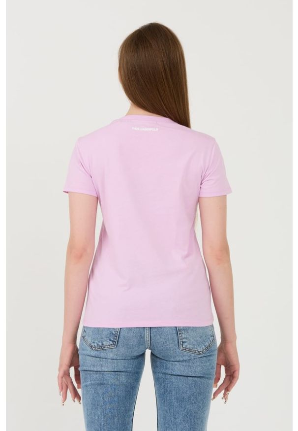 Karl Lagerfeld - KARL LAGERFELD Lawendowy damski t-shirt Ikonik 2.0 Choupette, Rozmiar XS. Kolor: fioletowy