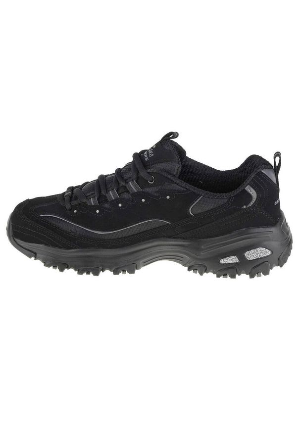skechers - Buty do chodzenia damskie, Skechers D Lites Biggest Fan. Kolor: czarny. Materiał: skóra, nubuk, tkanina, materiał, syntetyk. Sport: turystyka piesza