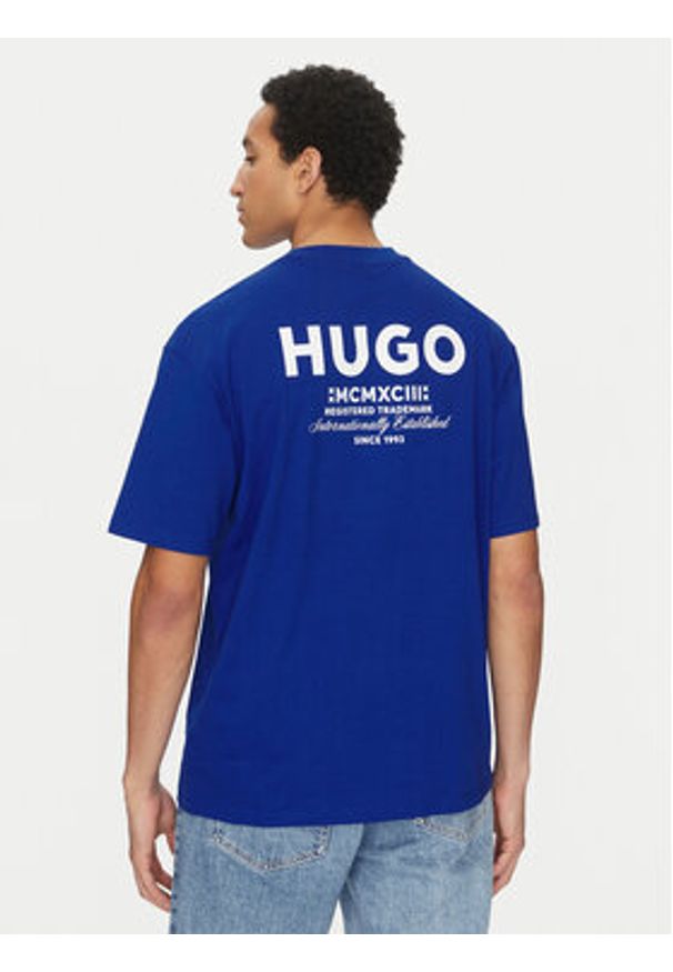 Hugo - HUGO T-Shirt Nalono 50509776 Niebieski Loose Fit. Kolor: niebieski. Materiał: bawełna