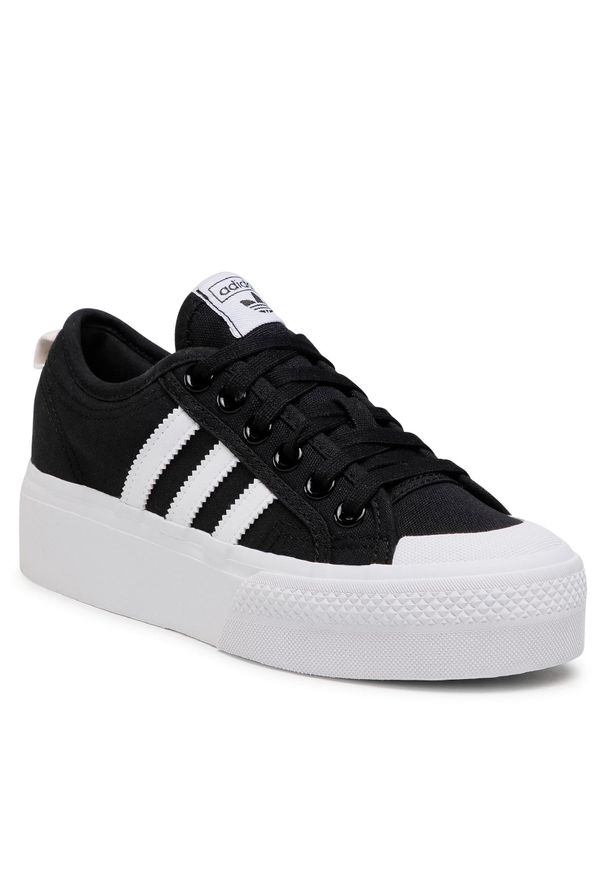 Adidas - Buty adidas Nizza Platform W FV5321 Cblack/Ftwwht/Ftwwht. Kolor: czarny. Materiał: materiał. Obcas: na platformie