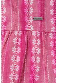 Pepe Jeans bluzka bawełniana PAM damska kolor różowy wzorzysta. Okazja: na co dzień. Kolor: różowy. Materiał: bawełna. Długość rękawa: na ramiączkach. Długość: krótkie. Styl: casual #4