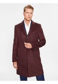 BOSS - Boss Płaszcz wełniany H-Hyde-234 50502327 Bordowy Slim Fit. Kolor: czerwony. Materiał: wełna