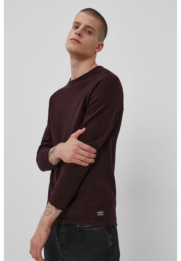 Jack & Jones Sweter męski kolor fioletowy. Kolor: fioletowy. Materiał: dzianina. Długość rękawa: raglanowy rękaw