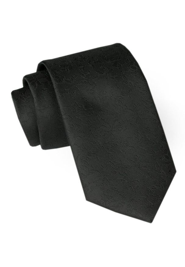 Męski Krawat Angelo di Monti - Czarny, Drobna Faktura. Kolor: czarny. Materiał: tkanina. Styl: elegancki, wizytowy