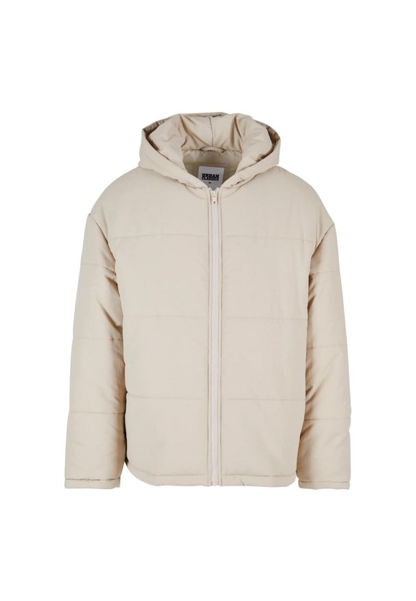 Urban Classics - Męska Kurtka Puchowa Z Kapturem. Typ kołnierza: kaptur. Kolor: beżowy. Materiał: puch. Sport: turystyka piesza