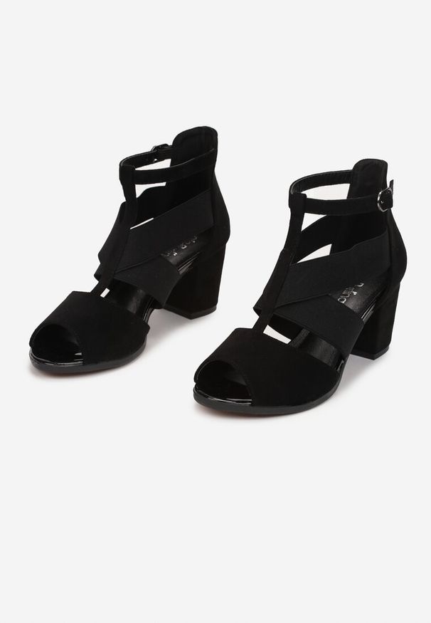 Renee - Czarne Sandały Atreon. Zapięcie: pasek. Kolor: czarny. Materiał: skóra. Obcas: na słupku