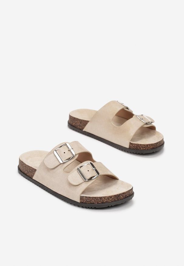 Renee - Beżowe Klapki Dorinore. Okazja: na co dzień. Kolor: beżowy. Styl: casual