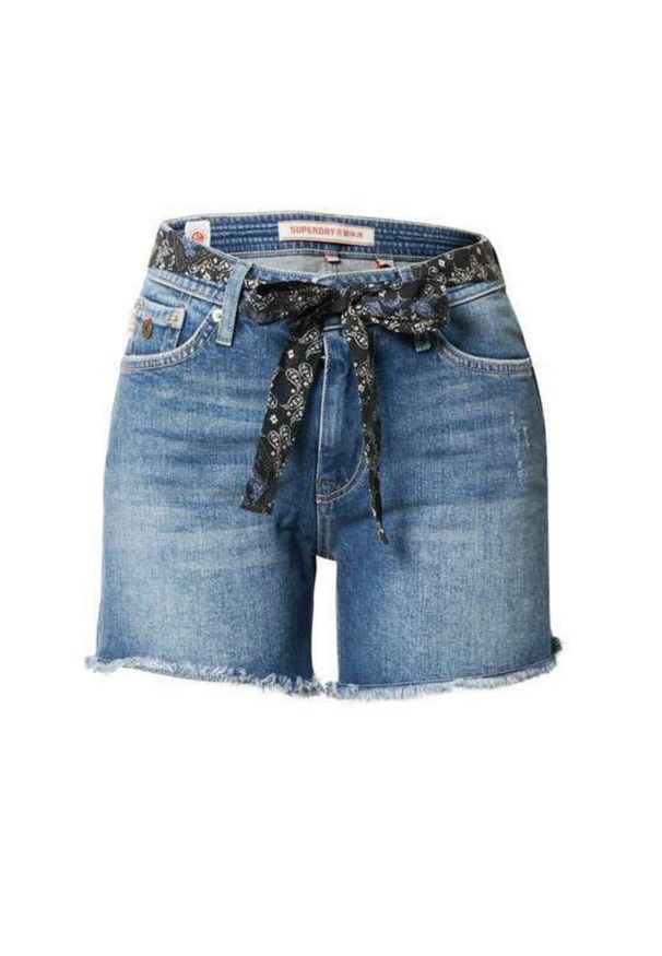 Spodenki turystyczne damskie Superdry Vintage Mid Rise Slim. Kolor: niebieski. Materiał: bawełna