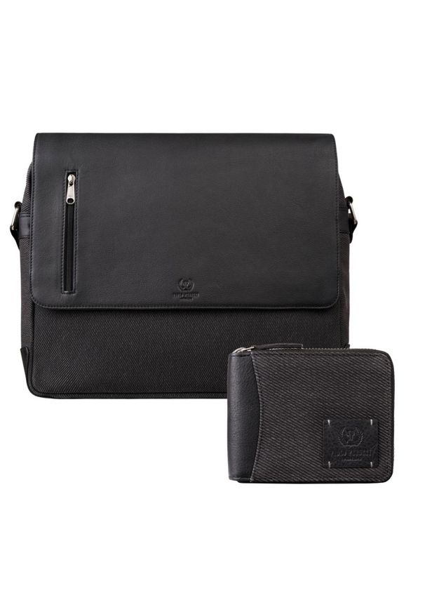 PAOLO PERUZZI - Portfel męski skórzany na zamek AY-07 i torba męska na ramię AY-02 zestaw Paolo Peruzzi ZUP-139. Materiał: skóra