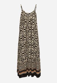 Born2be - Czarno-Beżowa Bawełniana Sukienka o Rozkloszowanym Kroju na Cienkich Ramiączkach Nellarra. Kolor: czarny. Materiał: bawełna. Długość rękawa: na ramiączkach. Sezon: lato. Styl: elegancki #7