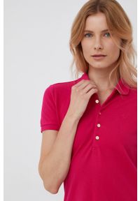 Lauren Ralph Lauren polo damski kolor różowy z kołnierzykiem. Typ kołnierza: polo. Kolor: różowy. Materiał: dzianina. Długość rękawa: krótki rękaw. Długość: krótkie. Wzór: gładki #3