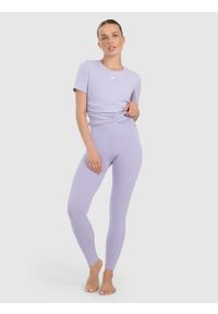 4f - 4F Legginsy do jogi i pilatesu szybkoschnące damskie - niebieskie L. Stan: podwyższony. Kolor: niebieski. Materiał: dzianina, włókno, elastan, materiał. Długość: długie. Sport: joga i pilates