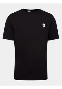Karl Lagerfeld - KARL LAGERFELD T-Shirt Crew Neck 755027 500221 Czarny Regular Fit. Typ kołnierza: dekolt w karo. Kolor: czarny. Materiał: bawełna