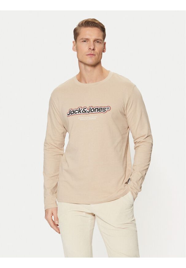 Jack & Jones Longsleeve Vesterbro 12266419 Beżowy Relaxed Fit. Kolor: beżowy. Materiał: bawełna. Długość rękawa: długi rękaw