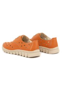 Wasak - WASAK Półbuty damskie sneakersy skórzane 0692W pomarańczowe. Okazja: na co dzień, na spacer. Kolor: pomarańczowy. Materiał: skóra. Styl: casual, elegancki #4