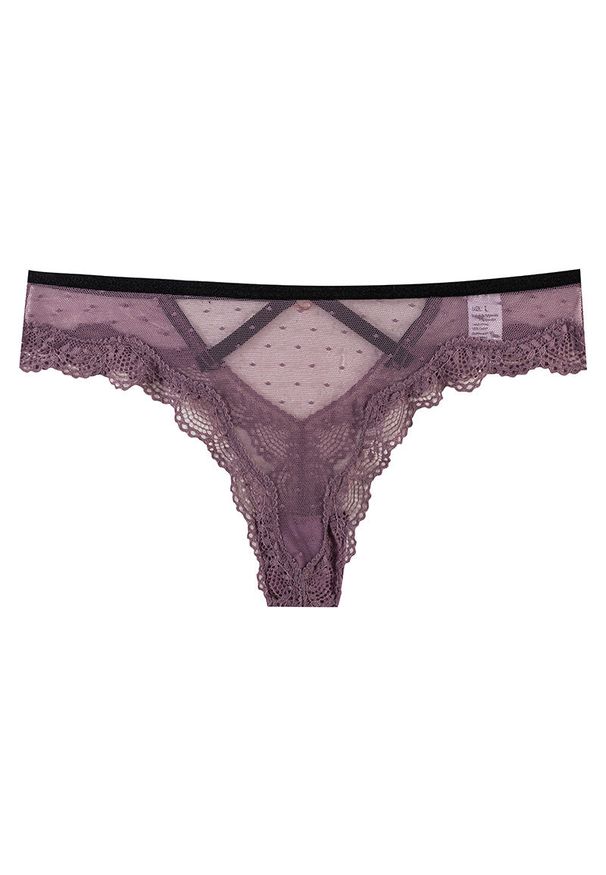 Intica - Figi z ozdobnymi strapsami z przewiewnego materiału Roxana. Kolor: fioletowy. Materiał: materiał