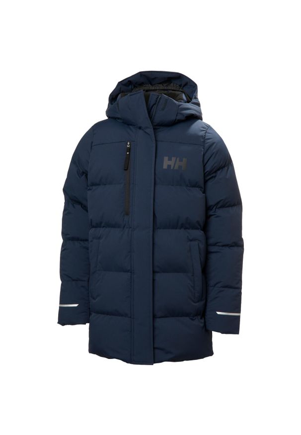 Długa kurtka puchowa z kapturem dla dziewczynki Helly Hansen Adore. Typ kołnierza: kaptur. Kolor: niebieski. Materiał: puch. Długość: długie. Sezon: zima