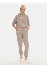 DKNY Sport Spodnie dresowe DP4P3471 Beżowy Regular Fit. Kolor: beżowy. Materiał: syntetyk