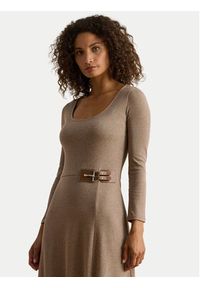 Lauren Ralph Lauren - LAUREN RALPH LAUREN Sukienka dzianinowa 200980038001 Beżowy Slim Fit. Kolor: beżowy. Materiał: bawełna #6