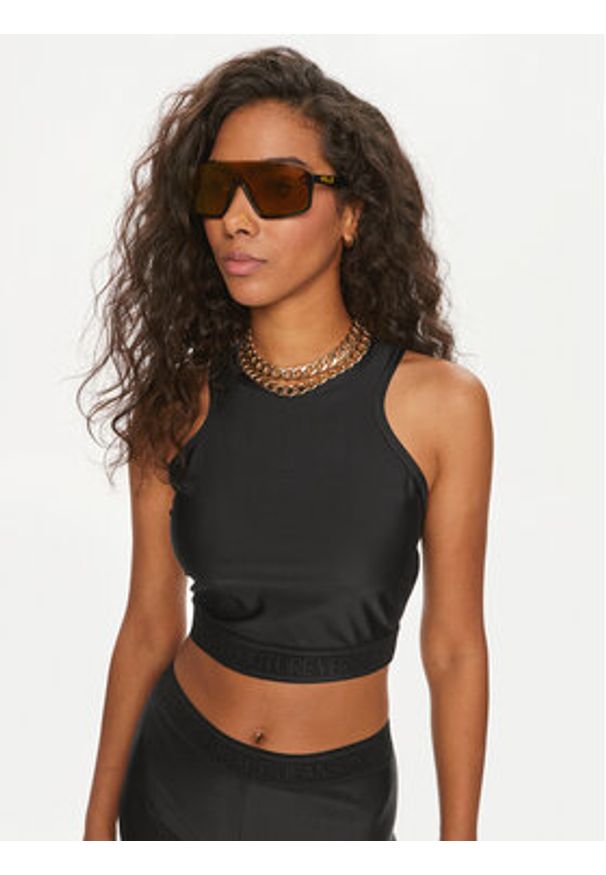 Versace Jeans Couture Top 76HAM227 Czarny Skinny Fit. Kolor: czarny. Materiał: syntetyk