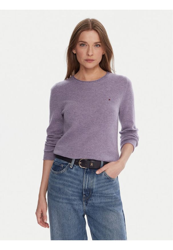 TOMMY HILFIGER - Tommy Hilfiger Sweter WW0WW40264 Fioletowy Regular Fit. Kolor: fioletowy. Materiał: wełna