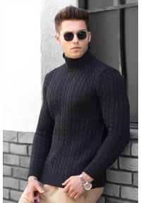 IVET - Sweter męski ADONIS BLACK. Typ kołnierza: golf. Kolor: czarny. Materiał: dzianina, jeans. Sezon: zima, jesień #1