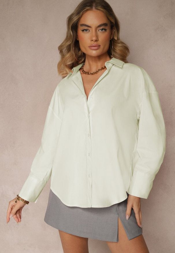 Renee - Zielona Casualowa Koszula z Bawełny Naliraella. Okazja: na co dzień. Kolor: zielony. Materiał: bawełna. Styl: casual