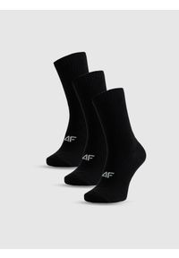 4f - 4F Skarpetki długie (3-pack) męskie - czarne 43-46. Kolor: czarny. Wzór: prążki #1
