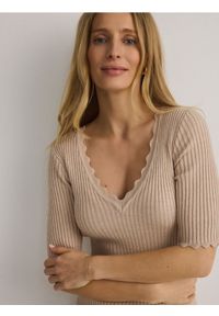 Reserved - Sukienka maxi z wiskozy - beżowy. Kolor: beżowy. Materiał: wiskoza