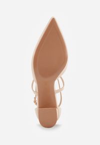 Renee - Beżowe Czółenka Akisiphaeia. Okazja: na spotkanie biznesowe. Nosek buta: szpiczasty. Zapięcie: pasek. Kolor: beżowy. Obcas: na słupku. Styl: biznesowy, wizytowy #6