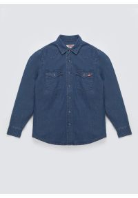 Big-Star - Koszula męska jeansowa niebieska Western 121. Okazja: na co dzień. Kolor: niebieski. Materiał: jeans. Wzór: melanż. Styl: casual #1