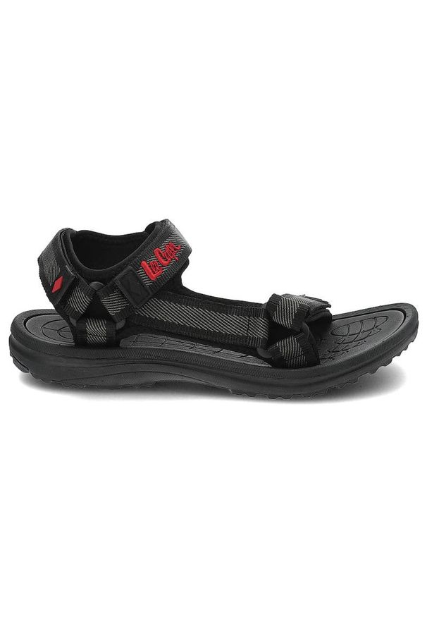Czarne Sandały Lee Cooper Wygodne Buty Na Lato. Okazja: na co dzień. Zapięcie: rzepy. Kolor: szary. Materiał: materiał. Sezon: lato. Styl: casual