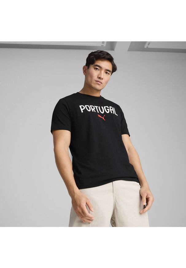 Puma - Męska koszulka Portugalia ftblNRGY PUMA Black. Kolor: czarny. Wzór: napisy. Sport: piłka nożna