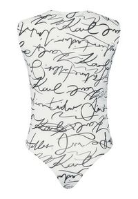 Karl Lagerfeld - KARL LAGERFELD Body A3W17010 Écru Slim Fit. Typ kołnierza: dekolt w karo. Materiał: syntetyk