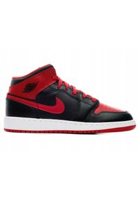 Nike - Buty na co dzień unisex NIKE AIR JORDAN 1 MID wysokie skóra. Okazja: na co dzień. Kolor: czerwony. Materiał: skóra. Model: Nike Air Jordan